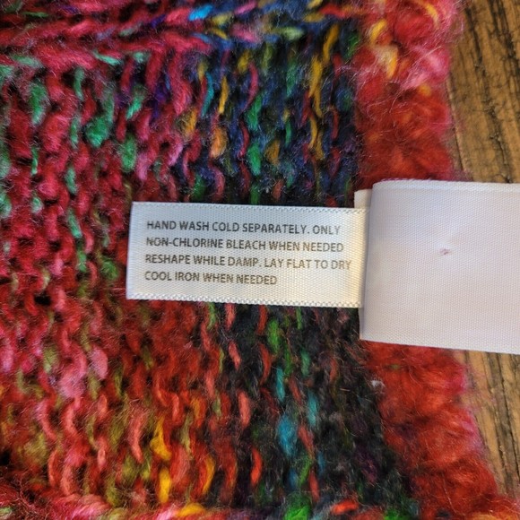 Bobbie Brooks Rainbow Colors Knit Sweater V Neck  Pockets Colorful Large - Picture 5 of 9